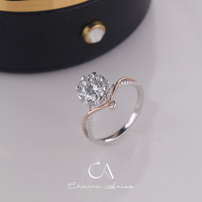 ONE CARAT GOLD PLATED MOISSANITE S925 DIAMOND RING