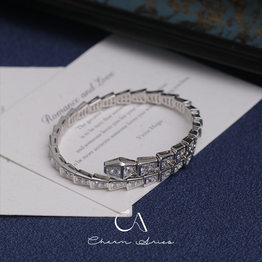 SNAKE FULL DIAMONDS IN WHITE GOLD S92 BRACELET