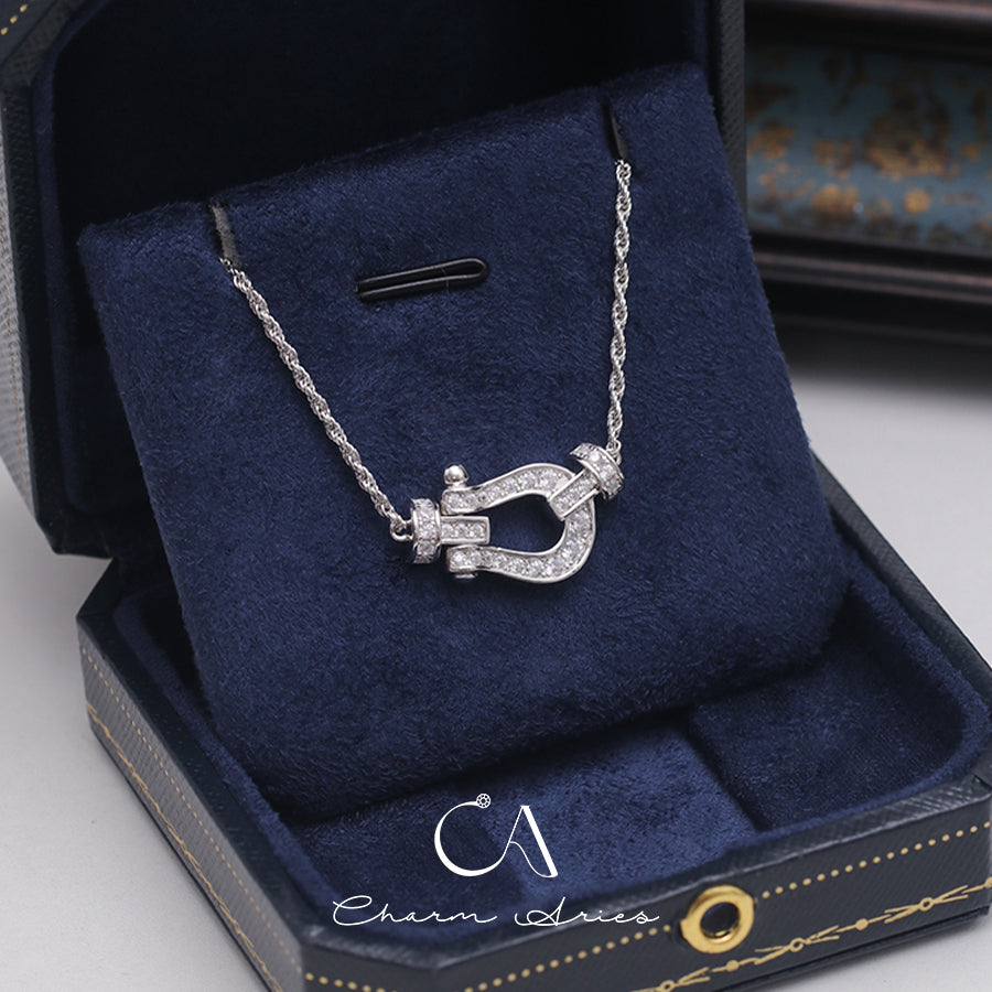 HORSESHOE BUCKLE S925 FULL DIAMOND NECKLACE