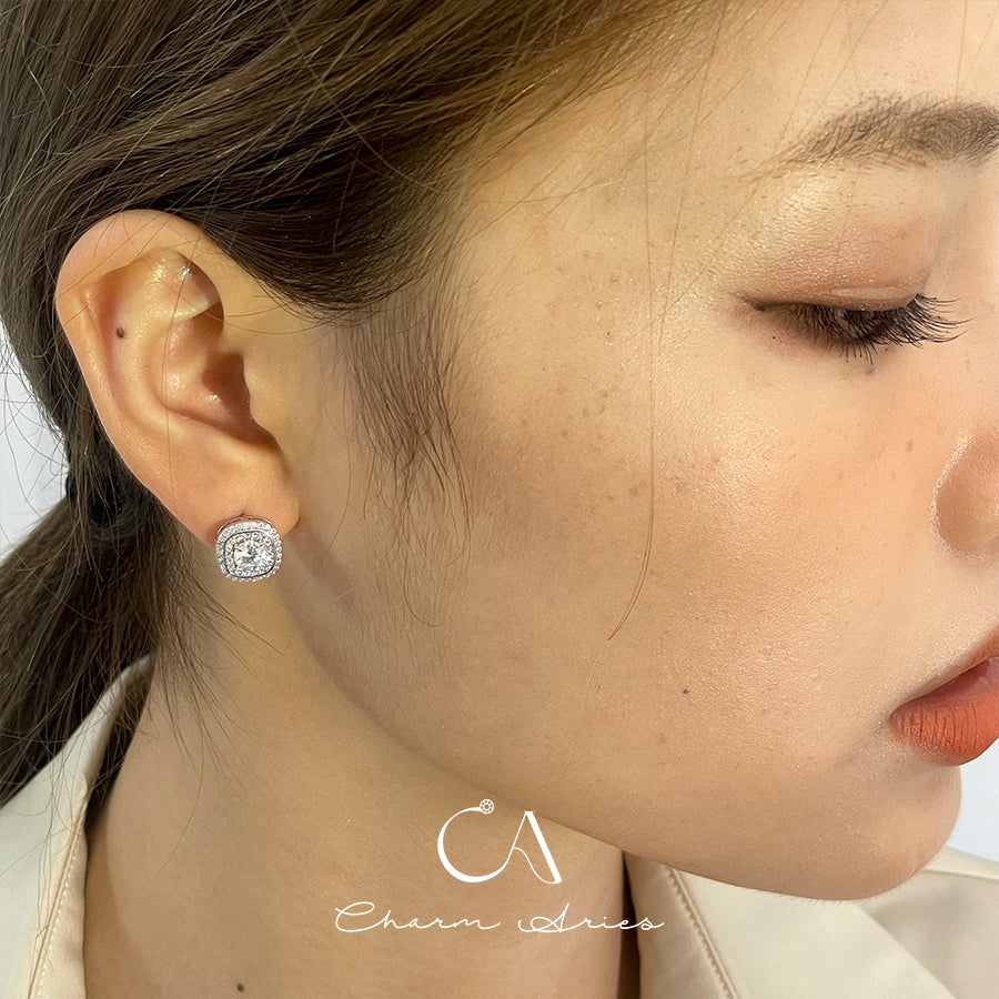 SUGAR CUBES S925 MOISSAN DIAMOND EARRINGS