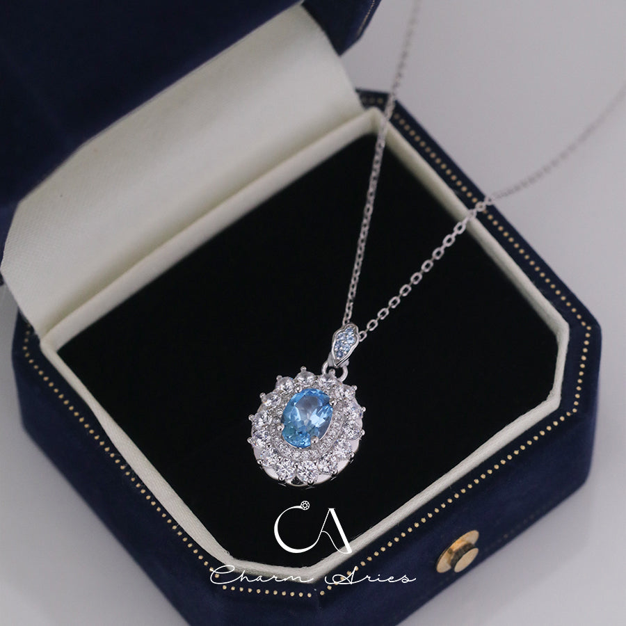 NATURAL SWISS TOPAZ WATER DROPS S925  NECKLACE