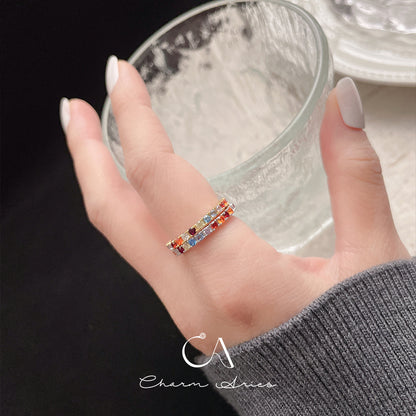 COLORFUL FULL DIAMONDS STACKING SET S925 RING