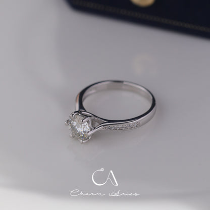 ONE CARAT SIX CLAW MOISSANITE S925 DIAMOND RING