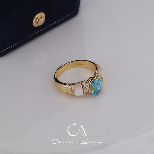 [CharmAries]CLOVER ONYX RING GOLD DIAMONDS