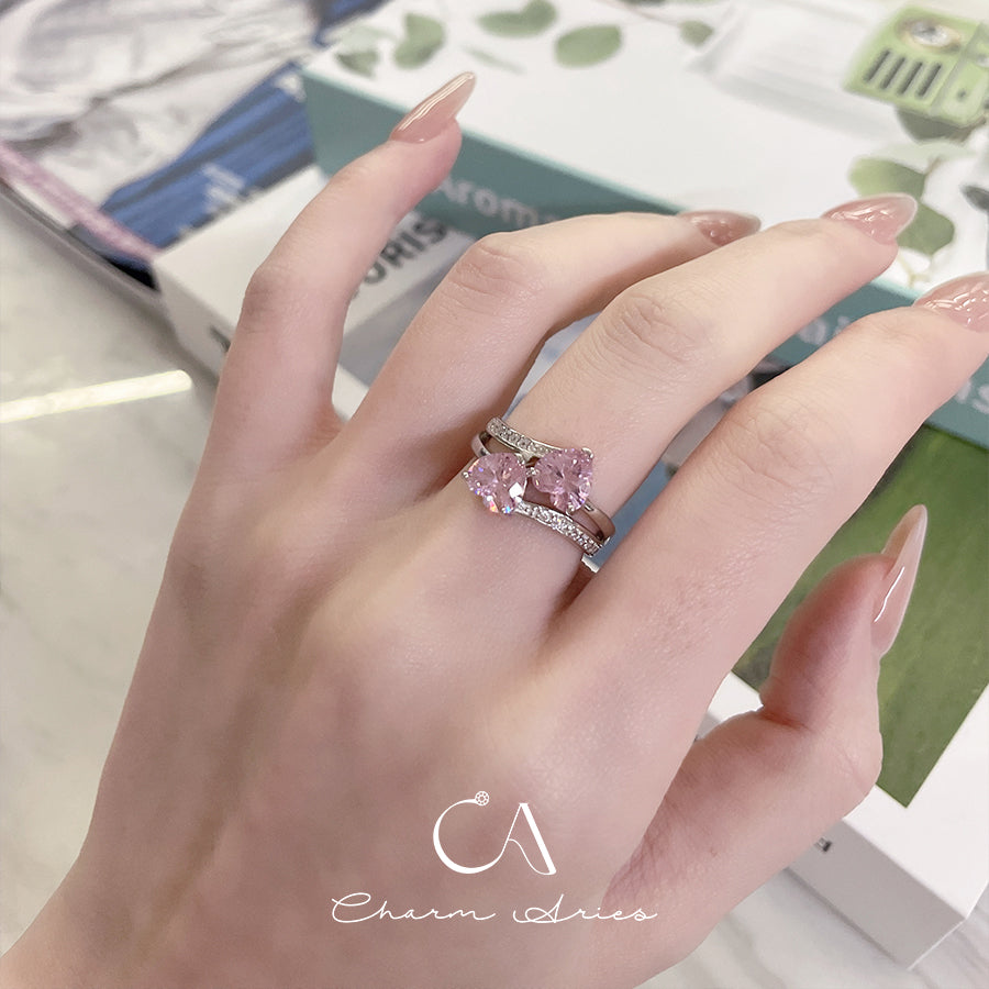 PINK DIAMOND S925 HEART RING