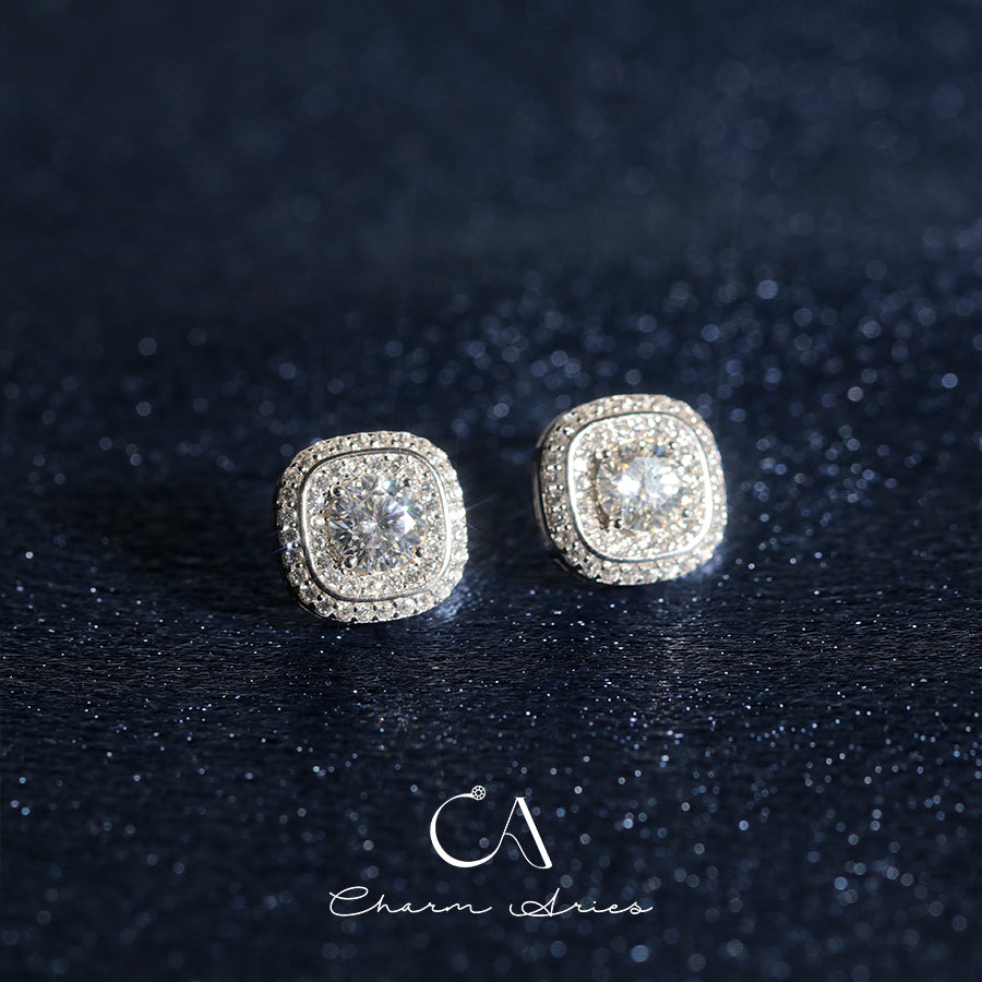 SUGAR CUBES S925 MOISSAN DIAMOND EARRINGS