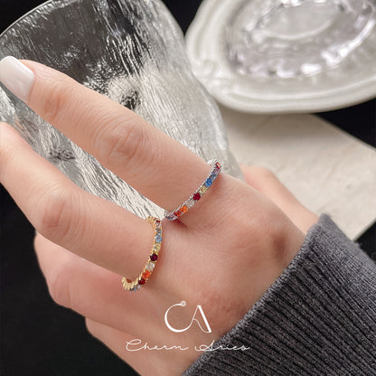 COLORFUL FULL DIAMONDS STACKING SET S925 RING