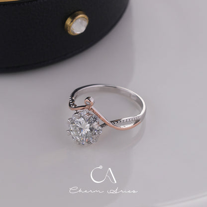 ONE CARAT GOLD PLATED MOISSANITE S925 DIAMOND RING