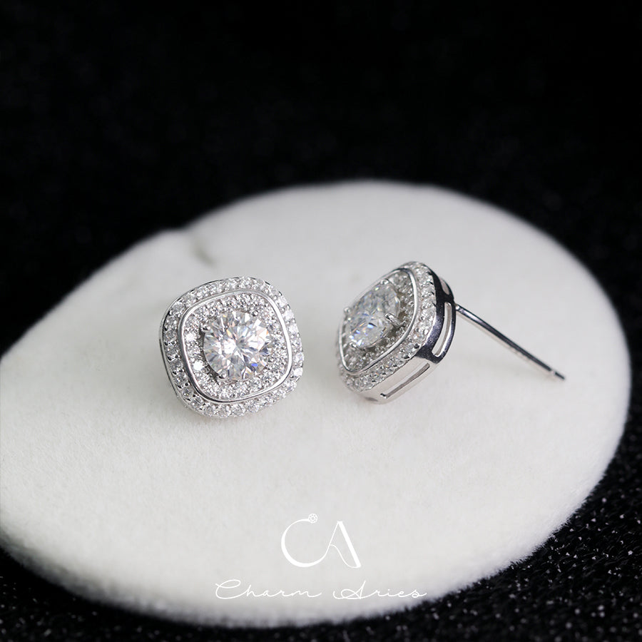 SUGAR CUBES S925 MOISSAN DIAMOND EARRINGS