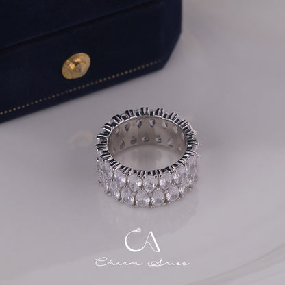 WATER DROP ROW DIAMOND S925 RING