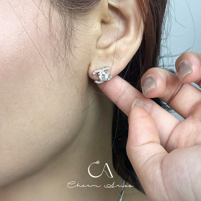 DOUBLE C S925 MOISSANITE DIAMOND SET EARRINGS