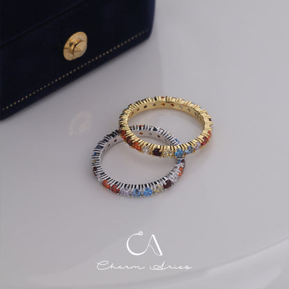 COLORFUL FULL DIAMONDS STACKING SET S925 RING