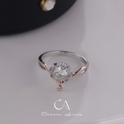 ONE CARAT GOLD PLATED MOISSANITE S925 DIAMOND RING