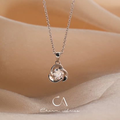 CLASSIC FLOWERS  S925 MOISSANITE 1 CARAT NECKLACE