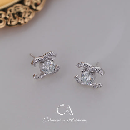 DOPPEL-C-OHRRINGE MIT MOISSANITE-DIAMANT