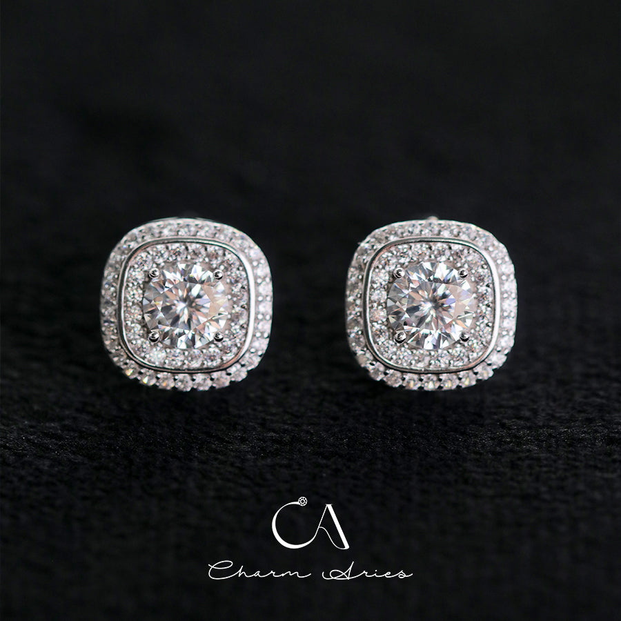 SUGAR CUBES S925 MOISSAN DIAMOND EARRINGS