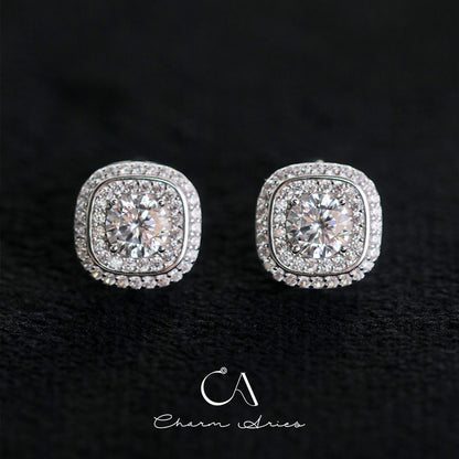 SUGAR CUBES S925 MOISSAN DIAMOND EARRINGS