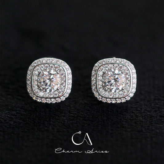 SUGAR CUBES S925 MOISSAN DIAMOND EARRINGS