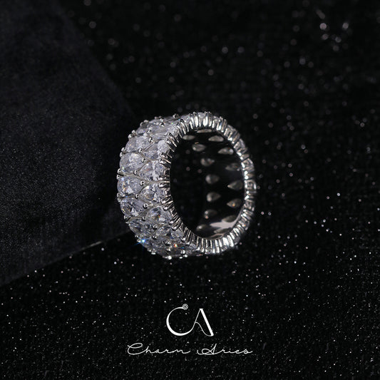 WATER DROP ROW DIAMOND S925 RING