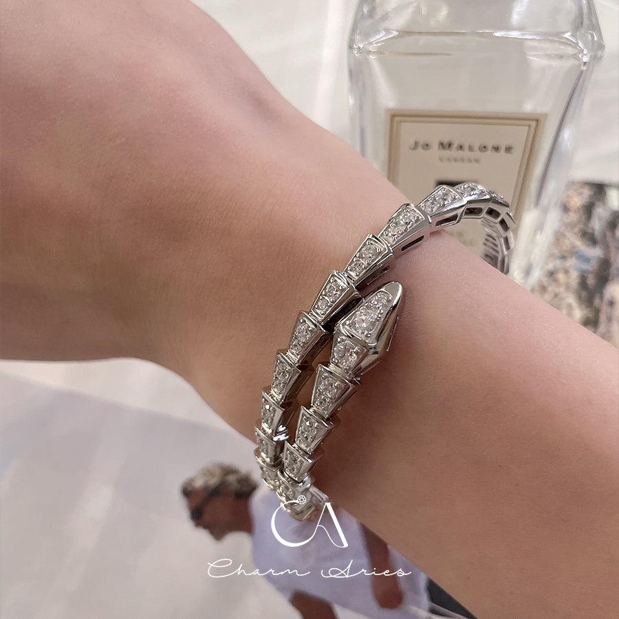 SNAKE FULL DIAMONDS IN WHITE GOLD S92 BRACELET