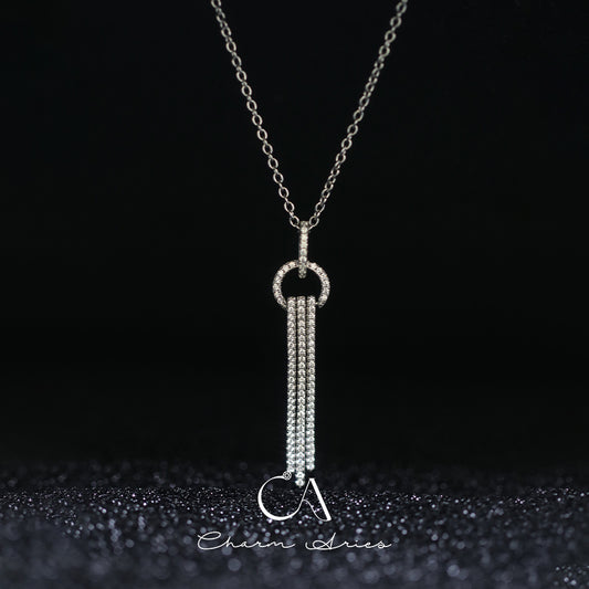 LONG TASSELS S925 FULL DIAMOND NECKLACE