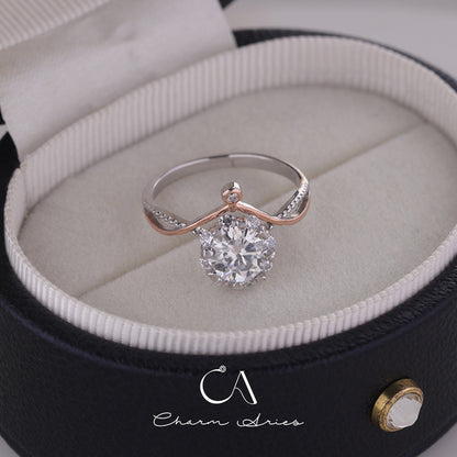 ONE CARAT GOLD PLATED MOISSANITE S925 DIAMOND RING