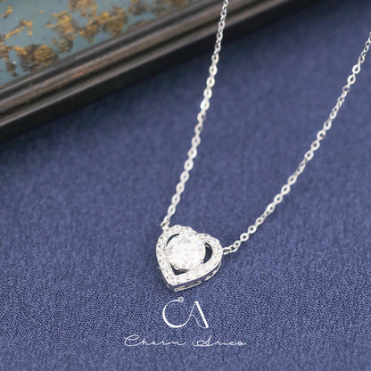 FULL DIAMONDS LOVE HEARTS S925 SILVER NECKLACE