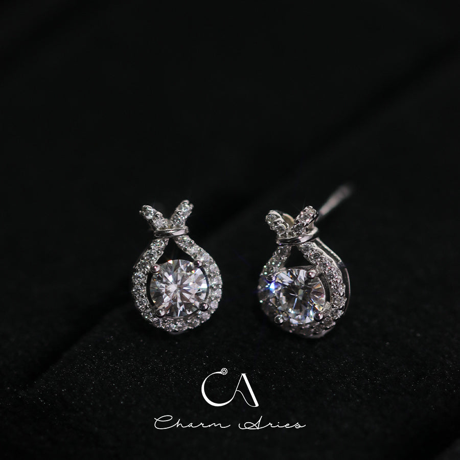 FULL MOISSANITE DIAMONDS WATER DROP BUNNY S925 SILVER EARRINGS