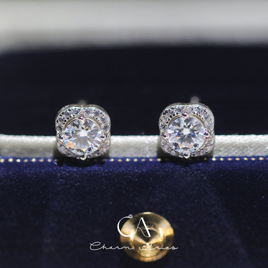 FOUR LEAF CLOVER S925 MOISSAN DIAMOND EARRINGS