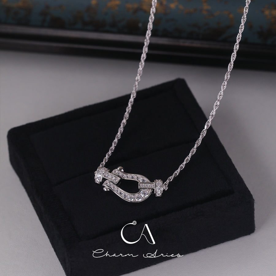 HORSESHOE BUCKLE S925 FULL DIAMOND NECKLACE