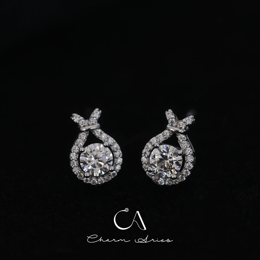 FULL MOISSANITE DIAMONDS WATER DROP BUNNY S925 SILVER EARRINGS