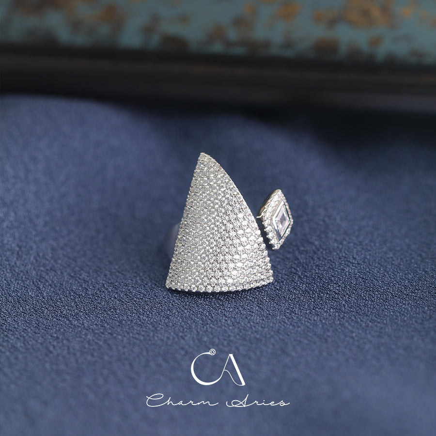 GEOMETRIC PYRAMID S925 FULL DIAMOND RING