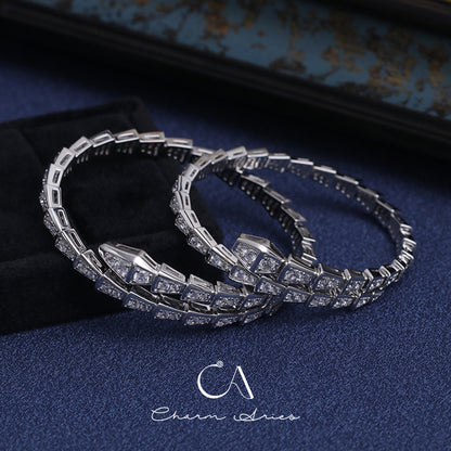 SNAKE FULL DIAMONDS IN WHITE GOLD S92 BRACELET