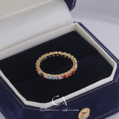 COLORFUL FULL DIAMONDS STACKING SET S925 RING