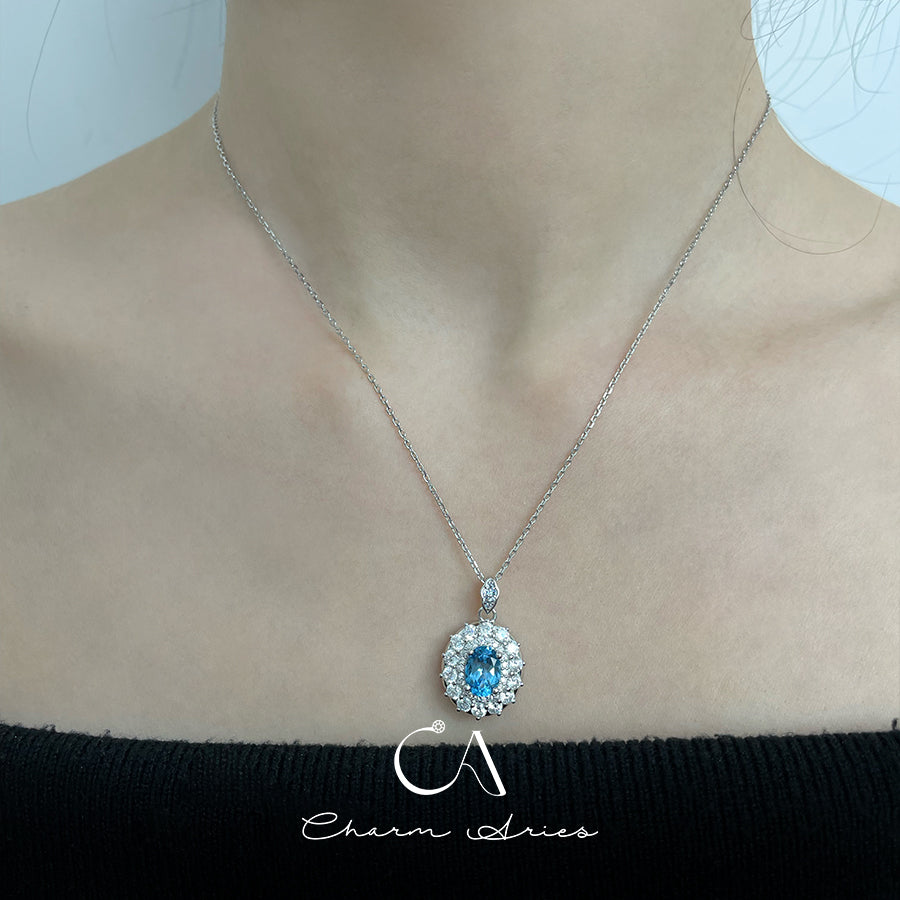 NATURAL SWISS TOPAZ WATER DROPS S925  NECKLACE