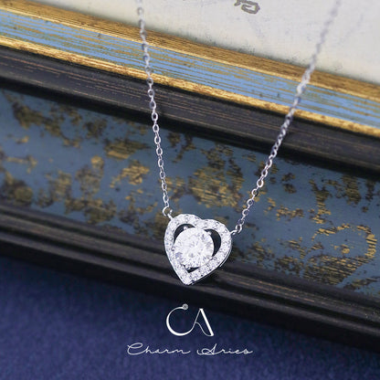 FULL DIAMONDS LOVE HEARTS S925 SILVER NECKLACE