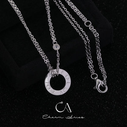 DOUBLE LOVE ROUND CAKE S925 NECKLACE