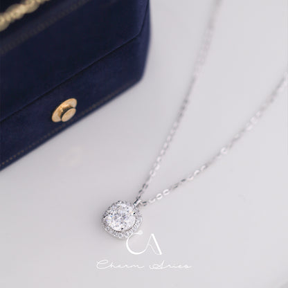 CLASSIC SQUARE BALE ONE CARAT MOISSANITE S925 SILVER NECKLACE