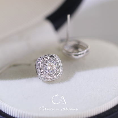 SUGAR CUBES S925 MOISSAN DIAMOND EARRINGS