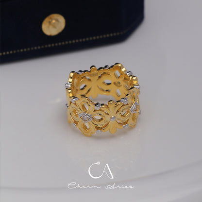 FABRIC CRAFTED ENGRAVED GOLD S925 RING