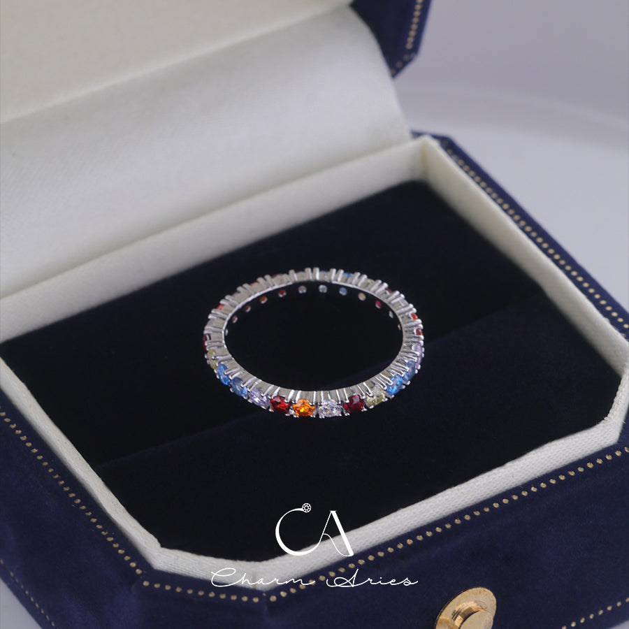 COLORFUL FULL DIAMONDS STACKING SET S925 RING