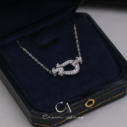 HORSESHOE BUCKLE S925 FULL DIAMOND NECKLACE