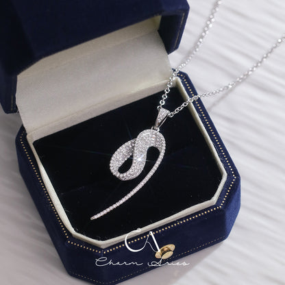 VINTAGE EGYPTIAN FULL DIAMOND S925 SILVER SNAKE NECKLACE