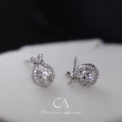 FULL MOISSANITE DIAMONDS WATER DROP BUNNY S925 SILVER EARRINGS