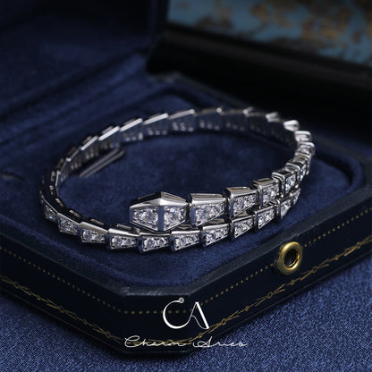 SNAKE FULL DIAMONDS IN WHITE GOLD S92 BRACELET