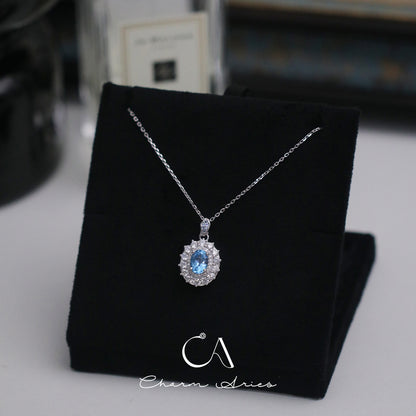 NATURAL SWISS TOPAZ WATER DROPS S925  NECKLACE