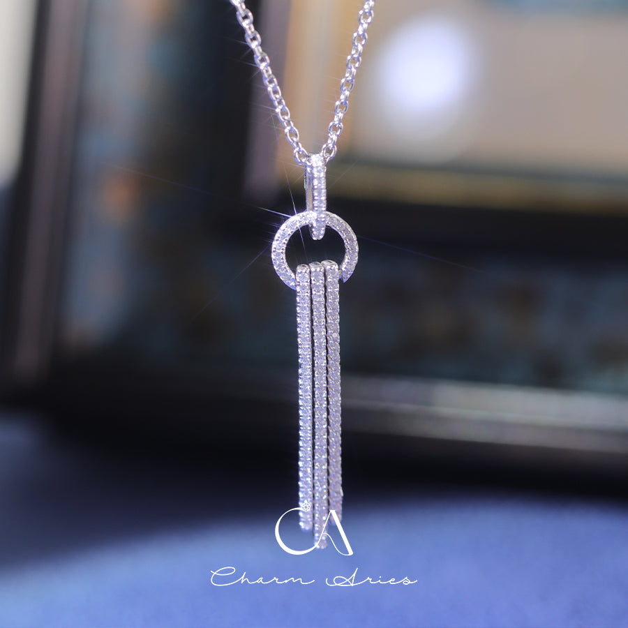 LONG TASSELS S925 FULL DIAMOND NECKLACE