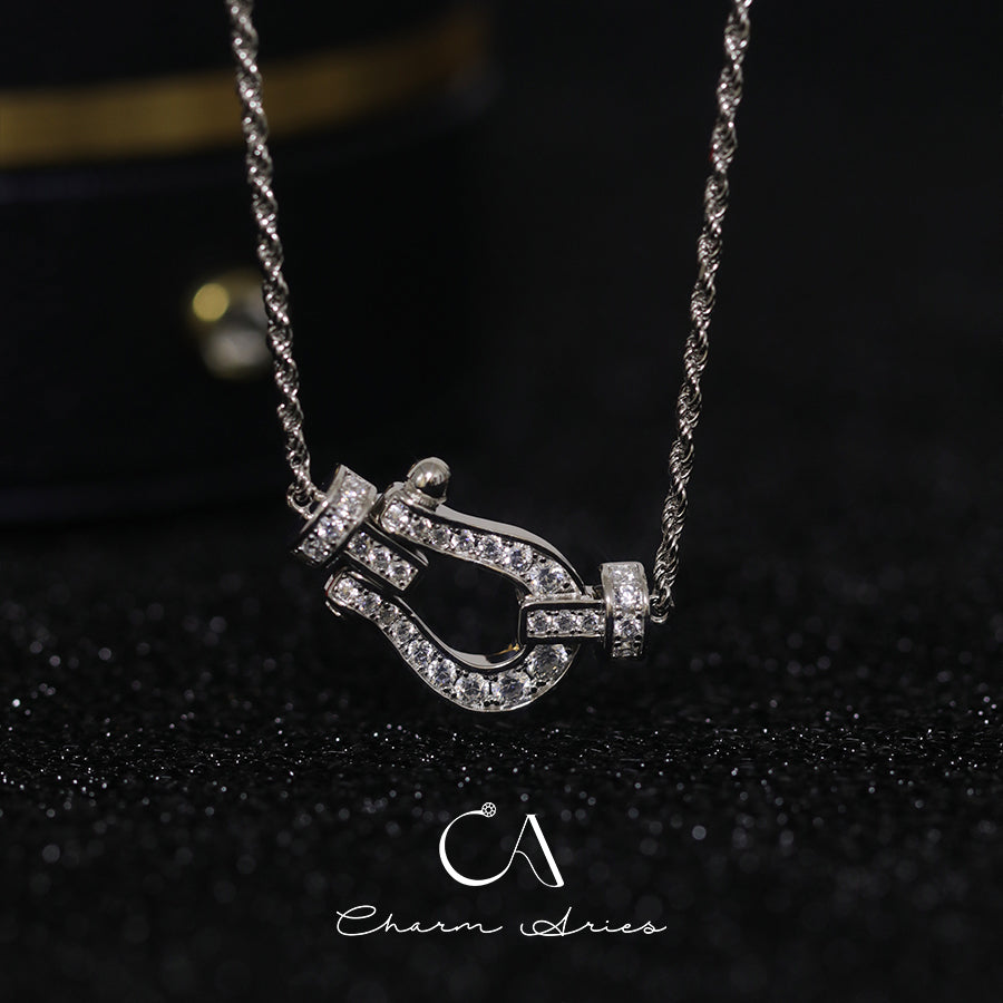 HORSESHOE BUCKLE S925 FULL DIAMOND NECKLACE