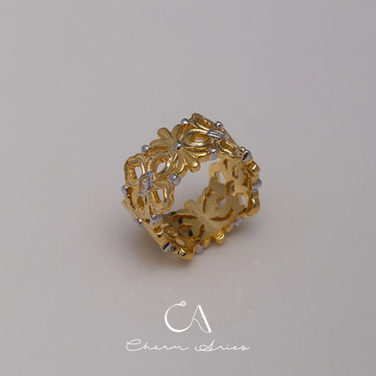 FABRIC CRAFTED ENGRAVED GOLD S925 RING