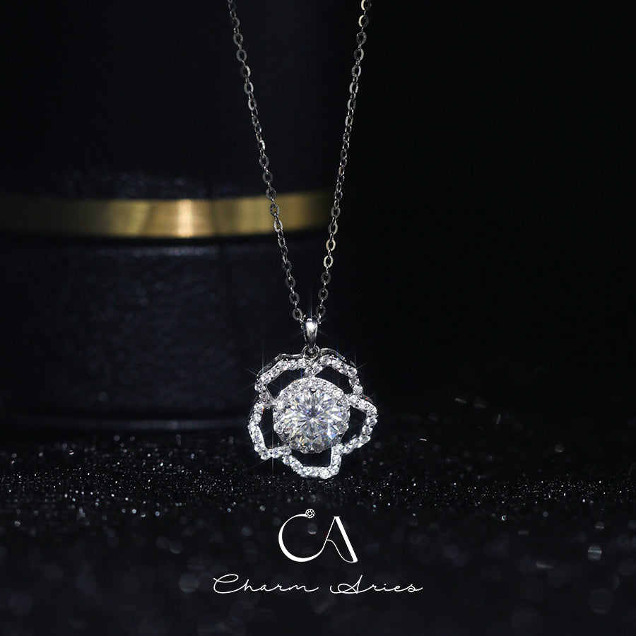 MOISSANITE DIAMANT KAMELIE S925 SILBER HALSKETTE